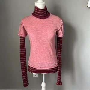 Free People long sleeve striped sleeve turtleneck top